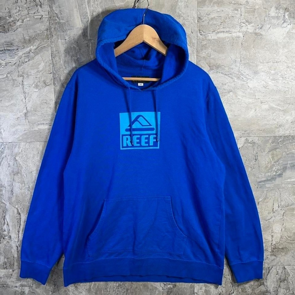 MEN'S REEF BASELINE PULLOVER Hoodie Blue Teal Size XL #surfwear #beachwear